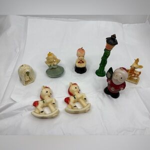 Vintage Gurley Christmas 8 Candles Assorted Santa Angel Reindeer Igloo & More
